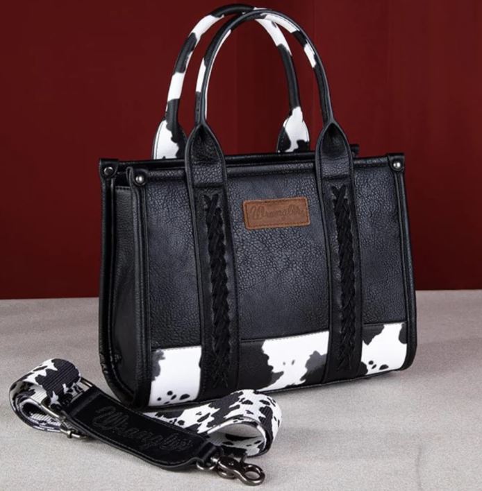 Wrangler Cowprint Crossbody Bag-Black
